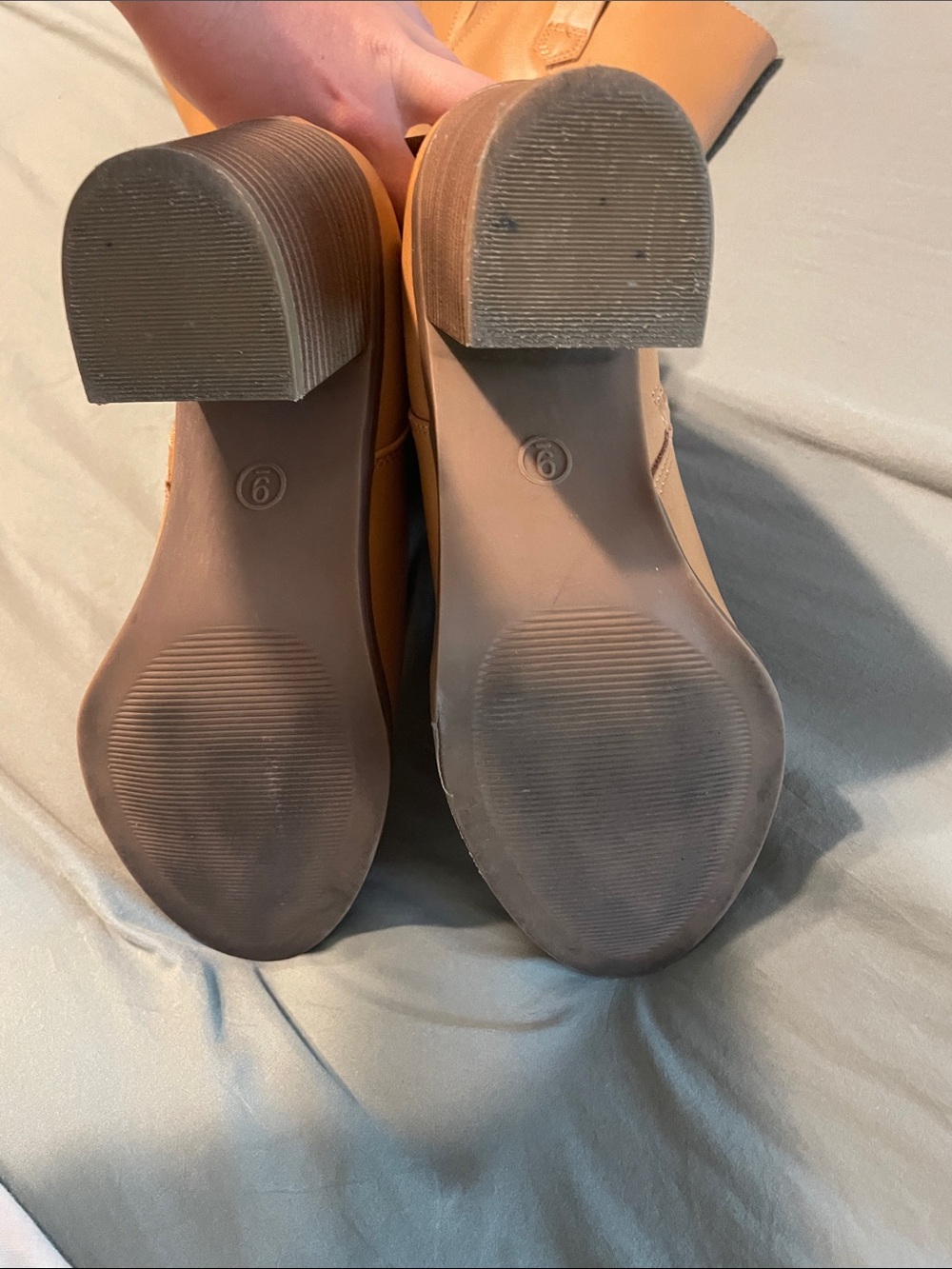 Universal Thread Tan Leather Mid-Calf Block Heel Boots - Picture 6 of 6